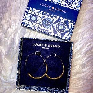 Lucky Brand Brushed Gold Modern Hoop Earrings